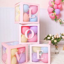 풍선선물박스(LOVE) 생일 파티 풍선 기프트 박스 장식 추천 파는곳, 핑크
