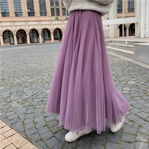 봄 여름 가을 샤스커트 바이올렛 퍼플 A라인 롱스커트