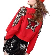 BestStar 여성 스팽글 숏 집업 자켓 야구 872