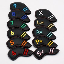 레인보우 가죽 자석캡 골프 헤드 웨지 아이언 커버 세트 11P