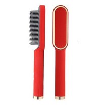전문가용 매직기 미용실 음이온 고데기 반달 판 머리 직선 기 브러시 열 빗 머리 직선 다리미 조절 온도 설, Standard Red+UK