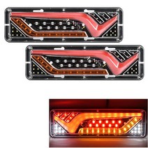 후진가이드램프 12V24V 트레일러 트럭 캐러밴 자동차 Led 후면 정지 테일 라이트 방수 흐름 스티어링 브레, 01 2PCS_01 12V