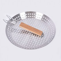 타공 원형 사각 후라이팬 직화구이 BBQ 숯불 석쇠 타공팬 손잡이 접이식 경량프라이팬, 원형타공후라이팬