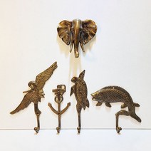 브론즈아트공방 청동 후크 벽 장식 옷걸이 동물 물고기 거북이 풍수 주물 소품걸이, 두루미