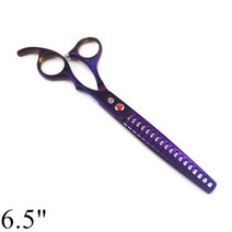 애견 숱 커브 요술 가위 강아지 개 손질 전문 65 7 일본 440C 숱이 청커 생선 뼈 이빨 24, Purple-6.5 inch