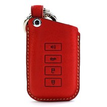 페레노 렉서스 ES LS RX 4버튼 스마트키 가죽케이스 키홀더 PLU02 키링, 미네르바복스 레드