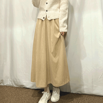 바드 코듀로이 잔골덴 잔골지 밴딩 A라인 플레어 롱 스커트 (4 color)