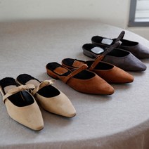 국내생산 털안감 스웨이드 블로퍼 리본 뮬슬리퍼 2cm