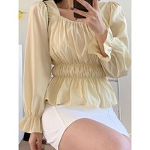 미우네 밴딩 프릴 프리티 블라우스