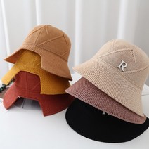 준캡 봄 여름 가을 R장식 뒷트임 시원한 밀짚모자 해변모자 여성 여자 모자 버킷햇
