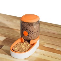 Kathson 자동 보충 반려동물 사료 급식 디스펜서 스테이션 쉬운 세척 식사 그릇 보관 용기 자체 공급 중력 개 고양이 작은 애완 동물 강아지 새끼 고양이 토끼 토끼 3.8, Feeder-Orange-AA