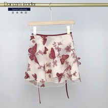 Ballet Short Flower Butterfly Embroidery Women's Dance Gymnastics Practice Adult Lyric, 02 빨간
