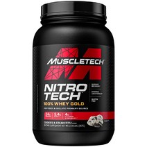 MuscleTech Nitro Tech 100 유청 골드쿠키 앤 크림 맛 907g(2lbs), 2.267kg, 쿠키와 크림