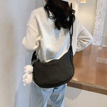 쇼핑학개론 캔버스 반달 크로스백 여성 남성 커플 학생 호보 메신저 가방