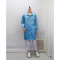 [제전가운] 스카이블루 화이트 Y카라 방진복 제전투피스 크린룸용품 제전슬리퍼 무진복 사파리 정전기제거, 2XL