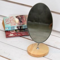 YA 선물 판촉 타원반달 거울 원목 탁상 화장대 뷰티소품