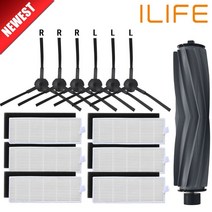 1 x 메인 브러시 6 쌍 블랙 화이트 HEPA 필터 사이드 ILIFE A8 A6 danhui 로봇 진공 청소기 부품 ilife a8, 한개옵션0