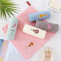 [1장+3장] 귀여운 동물 캐릭터 자수 30수 데일리 핸드타올 2타입 어린이집수건 수건답례품 유치원수건 주방수건 미니수건 고리수건 핸드수건 유아수건 주방타올 첫돌수건 답례품수건, 동물캐릭터 4장 세트, 대 사이즈