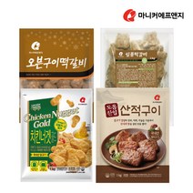 [마니커에프앤지] 치킨너겟골드 1kg x 2봉외 / 산적구이 / 오븐구이떡갈비 / 일품떡갈비, 치킨너겟골드 1kg + 산적구이 1kg