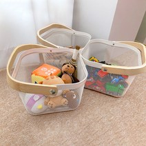 비노즈 철제바구니 원목 손잡이 바스켓 철망 다용도 바구니, 철제 바구니(화이트), 1개, 화이트