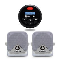 종다리 스피커 방수 마린 게이지 블루투스 스테레오 fm am 오디오 자동차 mp3 플레이어 usb aux +4quot 보트 atv utv 용 방수 해양, 없음