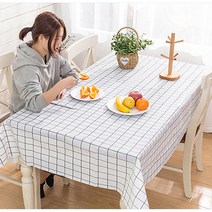 호정스토어 파스텔 테이블보 인테리어 방수 식탁보 방수테이블보 체크, 그레이, 180x137