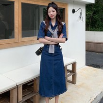 여름 반팔 미니 롱 스커트 데님 원피스 심플 캐주얼 데일리룩 트윈룩 간절기 청원피스