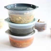 전자렌지 냉동밥 국 보관용기 650ml 2set (8P)- 큰사이즈 전자레인지 용기, 투명-스카이블루