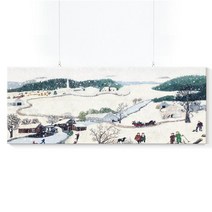 [인메이블] 힐링 인테리어 그랜드마 모지스 풍경 캔버스 액자 24종 그랜마 모지스 명화 그림 액자 거실 아이방, 24.[I]겨울 와이드, 캔버스액자, 대형 [160x60cm]