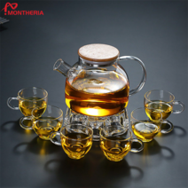 MONTHERIA 몬테리아 다기세트 내열유리 티포트 찻잔세트 선물용다기 도자기 찻잔 세트1000ML, 1000ML주전자 6잔