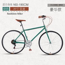 자전거 산악자전거 MTB자전거 성인자전거 여성자전거 남성용 26인치 레트로 가변 속도 경도로 레이싱 스포츠카 통근 구식 남녀 학생, 7 속도, 26인치 럭셔리 그린 가변 속도