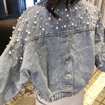 5397 진주 크롭 데님 미니자켓