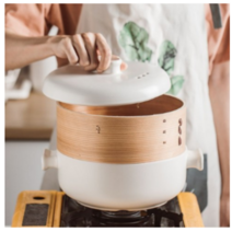 편백나무찜기 세이로무시 세라믹 스티머 1.5L 2.5L, 1.5L 흰색 찜솥, 1개