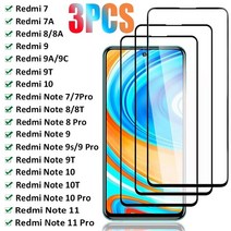 VR 호환 3pcs xiaomi redmi 8 8a 9 9a 9c 9t 10 화면 참고, redmi 9a, 블랙 3개