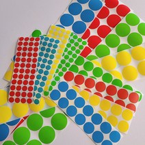 컬러 라운드 스티커 28p 동그라미 다꾸 네임 구디백만들기, 노랑 L - 12p