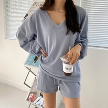 동대문관 벨로이 브이티셔츠 밴딩반바지 세트