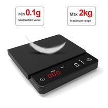 커피저울 베이킹저울 주방 계량 카페 저울 휴대용 가정용 미니 스마트 전자 정밀 타이머 2kg/0.1g 에스프, 01 black_01 2Kg