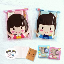 유진 칭찬 우드 스탬프 미니 수첩 스티커 선물 포장 생일 어린이집 유치원 답례품 어린이날 교회 단체 도장 놀이, 스탬프(소녀비닐포장)(여아), 1.기본(메세지작성형)