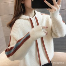 한국판 명암 후드가 풀오버 스웨터 여성 가을 2022 가을과 겨울 새로운 패션 외국 스타일 느슨한 캐주얼 스웨터