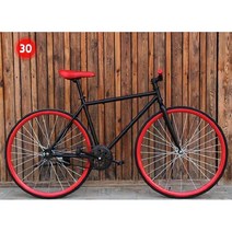 ( 픽시자전거 ) 입문용 26인치 픽시자전거 30/40/60림, 블랙레드 30림 + 플랫바