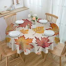 원형테이블보 가을 단풍잎 라운드 웨딩 호텔 테이블 휴일 다이닝 방수 식탁보, 없음, 134.LXM09988 - 153x259cm Table