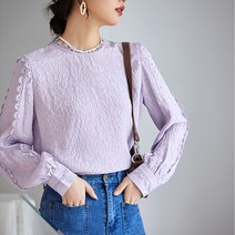 오버클래쓰 여성 라운드넥 심플 긴팔 캐주얼 데일리룩 티셔츠