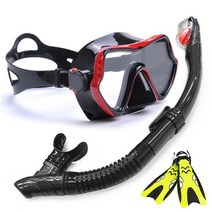 다이빙 마스크 스노쿨링 스쿠버 yfxcreate 프로페셔널 안티-포그 고글 안경 + 이지 브레스 튜브 + 지느러미 세트, 세트8, 협력사, 초분