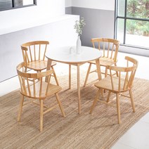크림우드 800 원형 플레르 4인 주방 식탁 세트, 네추럴