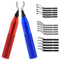 2Pieces Metal Deburring Tool Kit Rotary Cutters With 15 High-Speed Steel Burr Removal Blades, 01 빨간