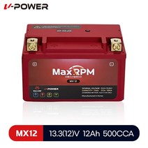 브이파워 배터리 가와사키 닌자 H2 SX 리튬인산철 MX125 유아사 YTZ10S 호환, 1개