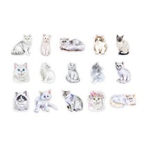 PET 야옹이 마을 고양이 동물 디자인 투명 스티커 일러스트 다꾸 데코 다이어리 꾸미기, 03 : 알록냥이