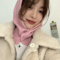 나나상점 투버튼 똑딱이 니트 컬러팝 바라클라바 골지 후드 모자 워머 9color