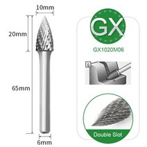 견고한 6mm 1/4" G Type Tungsten Carbide Rotary File Single- Double Slot Shank Style Mold Carvin, 09 GX1020M06