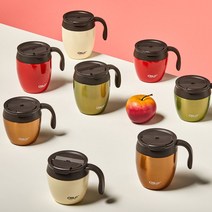 오슬로 보온보냉 애플머그 텀블러 밀폐텀블러 손잡이 뚜껑머그컵 350ml 450ml, 그린